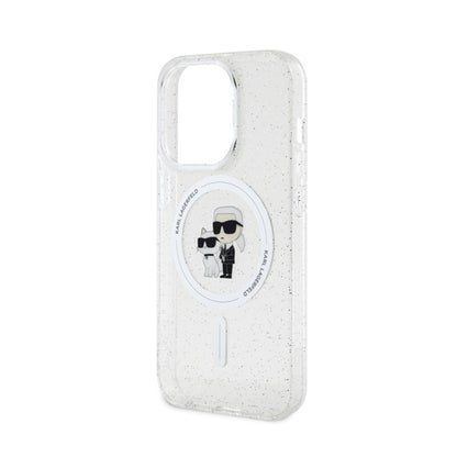 Karl Lagerfeld Karl & Choupette Glitter Magsafe – dėklas skirtas iPhone 15 Pro (permatomas)