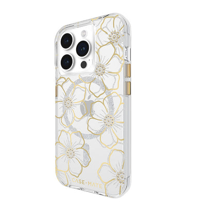 Case-Mate Floral Gems MagSafe – „iPhone 15 Pro“ dėklas (auksinis)
