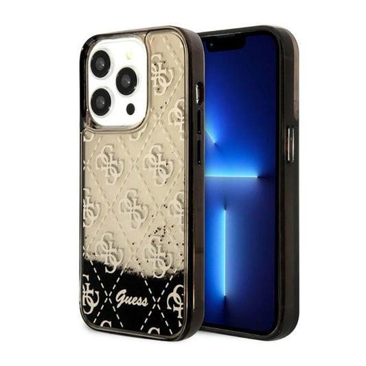 Guess Liquid Glitter skaidrus 4G – dėklas, skirtas „iPhone 14 Pro“ (juodas)