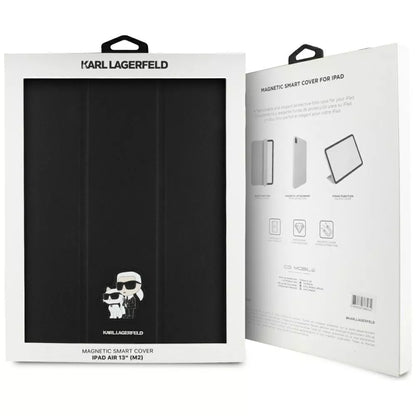 Karl Lagerfeld Knygos tipo dėklas Saffiano magnetinis Karl & Choupette - skirtas iPad Air 13” M3 (2025) / iPad Air 13” M2 (2024) (juoda)