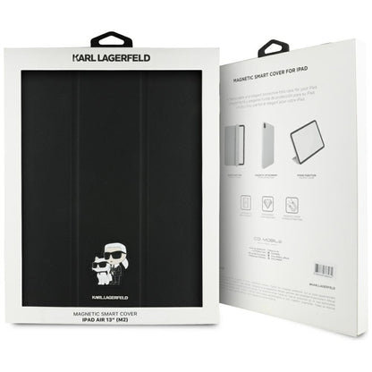 Karl Lagerfeld Knygos tipo dėklas Saffiano magnetinis Karl & Choupette - skirtas iPad Air 13” M3 (2025) / iPad Air 13” M2 (2024) (juoda)
