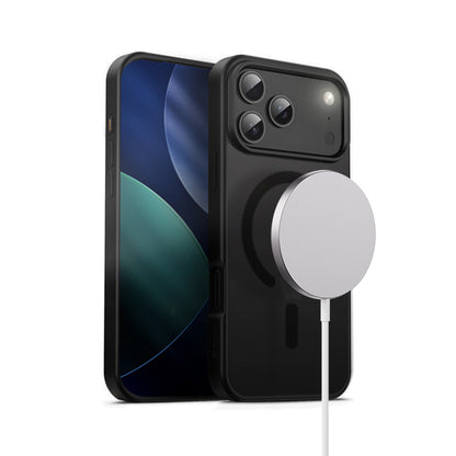 Crong Hybrid Frost MAG dėklas – MagSafe iPhone 17 Pro Max dėklas (Juodas)