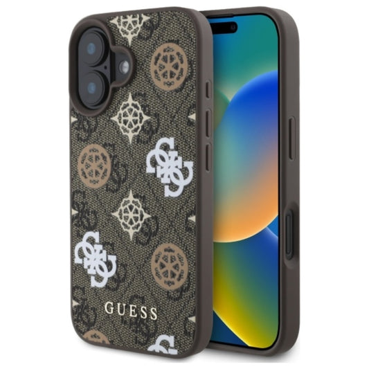 Guess Peony ant 4G foninis pagrindas su MagSafe - dėklas iPhone 16 (rudos spalvos)