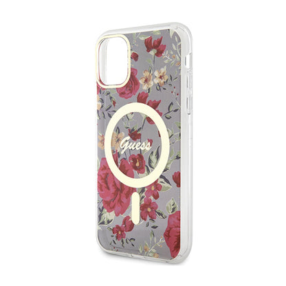 Guess Flower MagSafe – dėklas iPhone 11 (žalias)