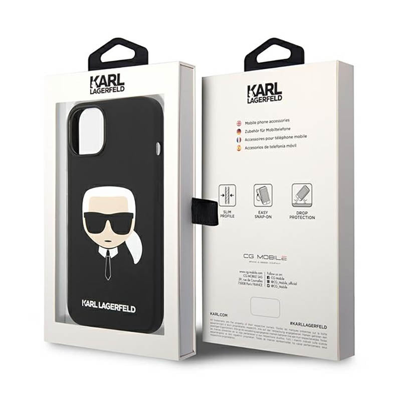 Karl Lagerfeld Silicone Ikonik Karl`s Head – dėklas, skirtas iPhone 14 Plus (juodas)
