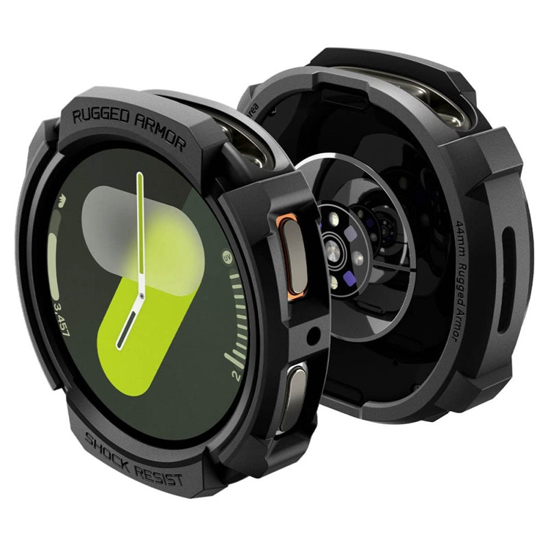 Spigen Rugged Armor Dėklas, skirtas Samsung Galaxy Watch 8 44 mm (Matinė juoda)