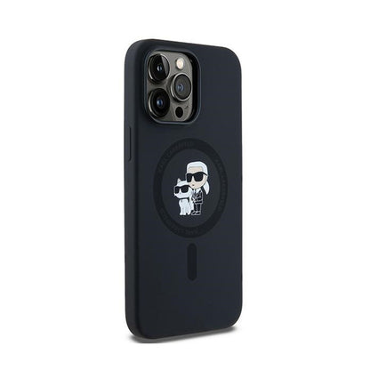 Karl Lagerfeld Silicone Karl & Choupette MagSafe – dėklas, skirtas „iPhone 14 Pro“ (juodas)