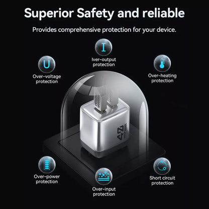 WEKOME WP-U02 Mecha Series – 2x USB-C Super Greito Įkroviklio GaN 40W tinklo įkroviklis (sidabrinis)