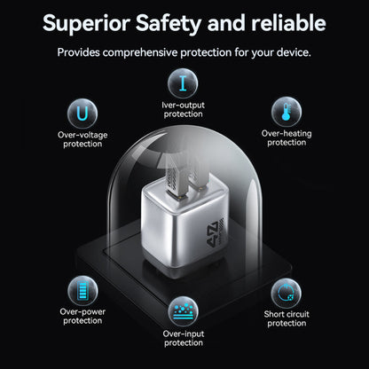 WEKOME WP-U02 Mecha Series – 2x USB-C Super Greito Įkroviklio GaN 40W tinklo įkroviklis (sidabrinis)