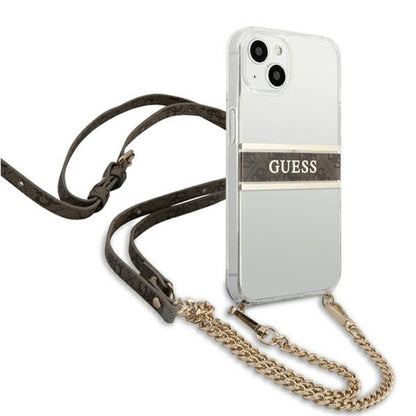 Guess 4G Gold Stripe krepšys per petį – dėklas, skirtas iPhone 13 mini