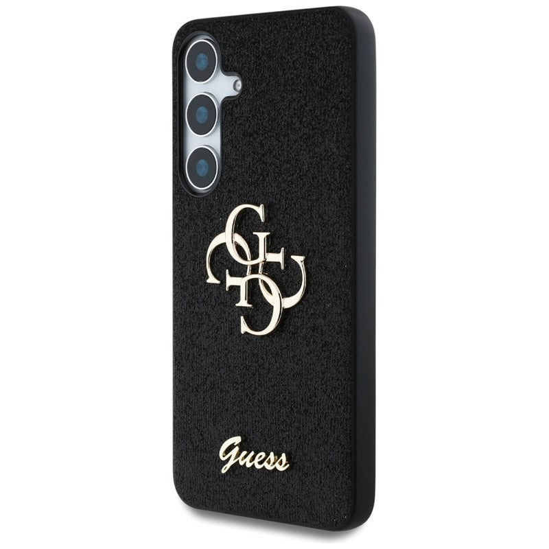 Guess Fixed Glitter Big 4G Metal Logo – Dėklas, skirtas Samsung Galaxy S25 (juoda)