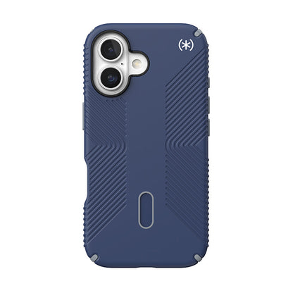 Speck Presidio2 Grip ClickLock & MagSafe – dėklas skirtas iPhone 16 (Coastal Blue / Dust Grey / White)