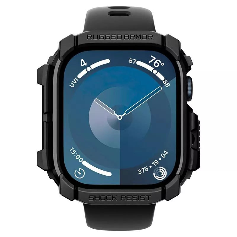 Spigen Rugged Armor – dėklas, skirtas „Apple Watch 10 42 mm“ (matinė juoda)