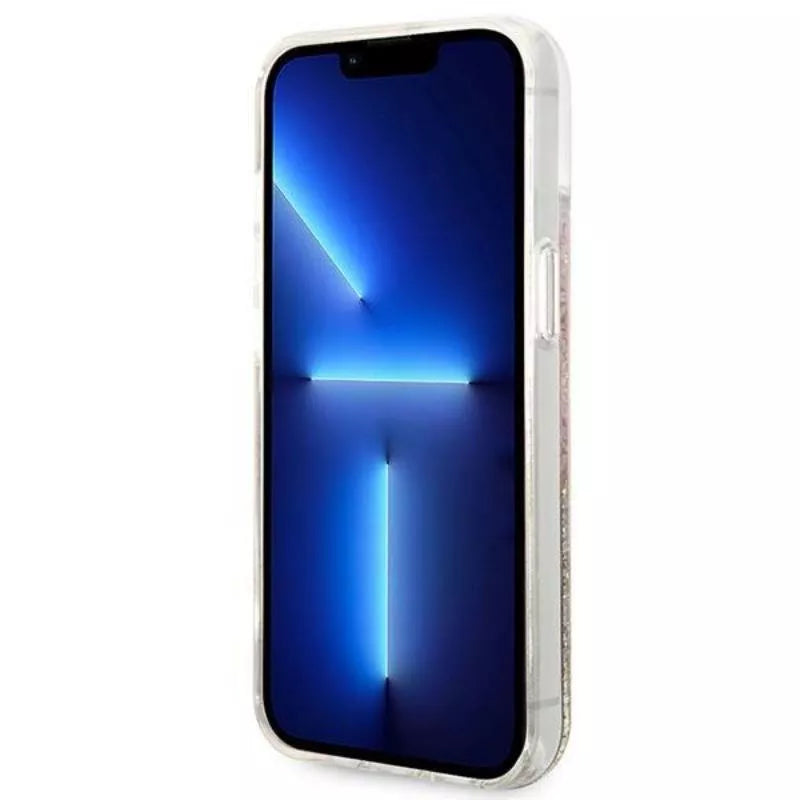 Guess Liquid Glitter Paisley – „iPhone 14 Plus“ dėklas (auksinis)