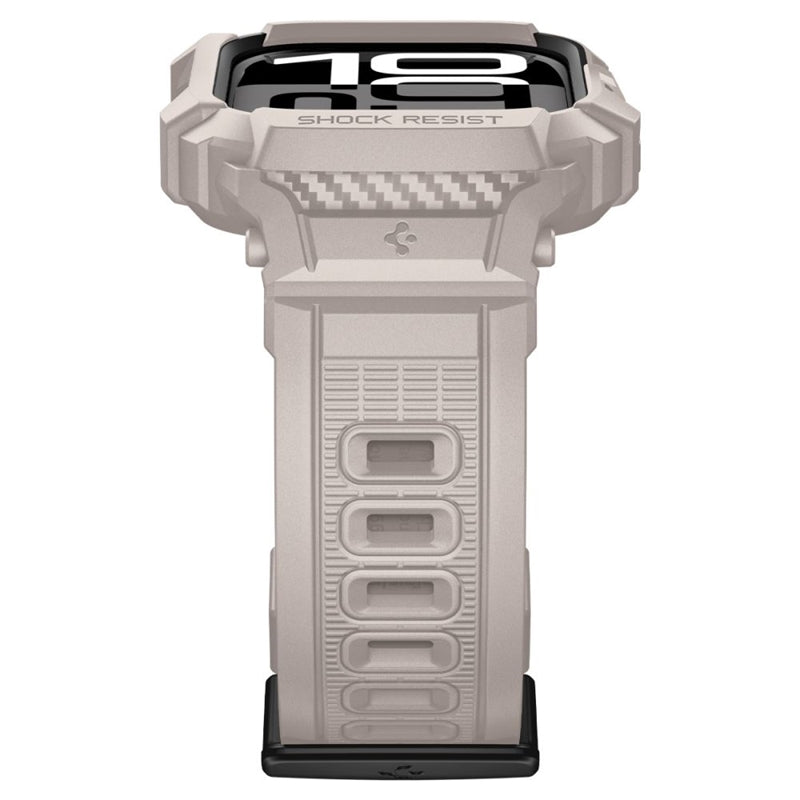 Spigen Rugged Armor Pro V2 – Dirželis su dėklu Apple Watch 10/11 46mm (Smėlio spalvos)