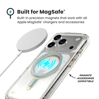 Speck Presidio Lux MagSafe dėklas – iPhone 17 Pro dėklas (Blizgučiai / Auksinis metalas)