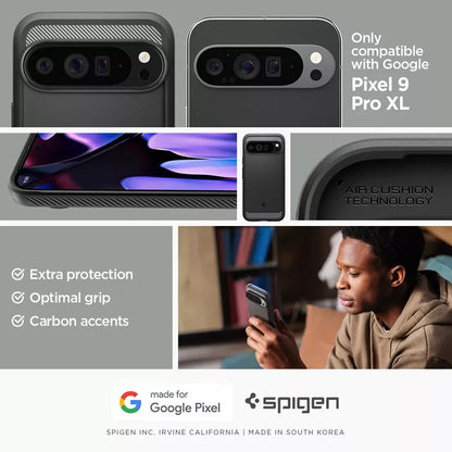 Spigen Rugged Armor – dėklas Google Pixel 9 Pro XL (matinė juoda)