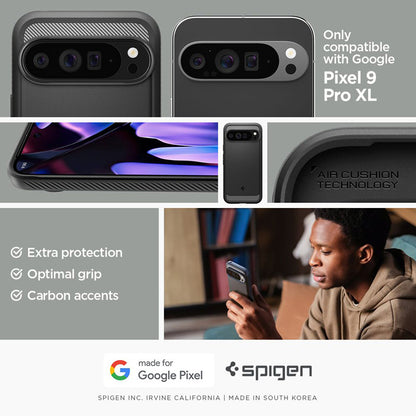 Spigen Rugged Armor – dėklas Google Pixel 9 Pro XL (matinė juoda)