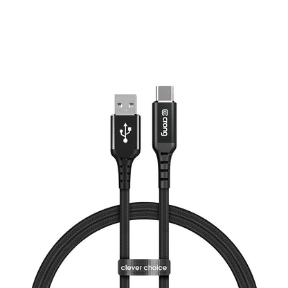 Crong Armor Link – USB-C į USB-A 60W Pintas Kabelis su Power Delivery ir Greito Įkrovimo funkcija, 150cm (juodas)