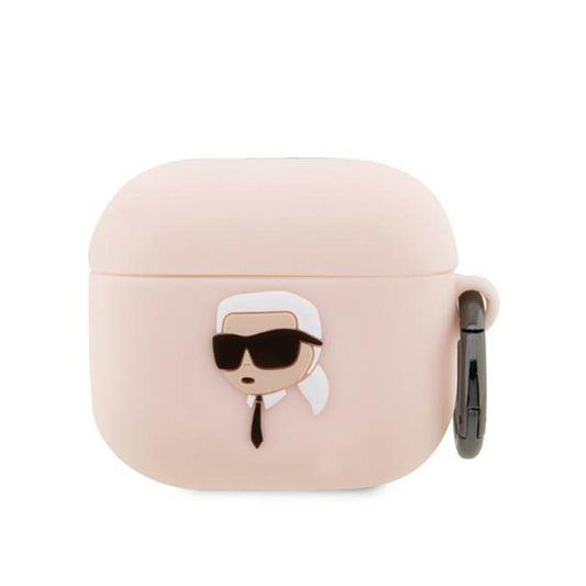 Karl Lagerfeld silikoninis „AirPods 3“ dėklas – NFT Karl Head 3D (rožinis)