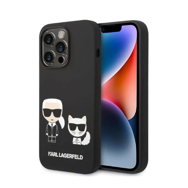 Karl Lagerfeld Liquid Silicone Karl & Choupette MagSafe – dėklas skirtas iPhone 14 Pro (juodas)