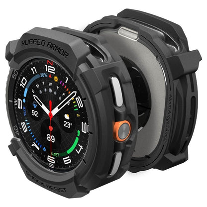 Spigen Rugged Armor – Dėklas, skirtas Samsung Galaxy Watch 8 Classic 46 mm (Matinis juodas)