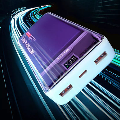 WEKOME WP-351 Vanguard serija – išorinė baterija 20000 mAh PD 20W + QC 22.5W (Violetinė / Skaidri)
