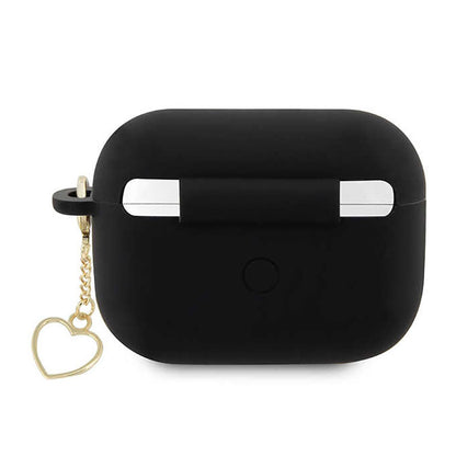 Guess silikoninis širdelės pakabukas – dėklas, skirtas „Apple AirPods Pro 2“ (juodas)