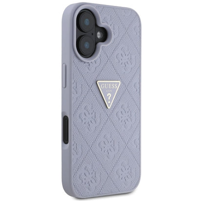 Guess Hot Stamp 4G Pattern Triangle Metal Logo – Dėklas iPhone 16 (violetinė)