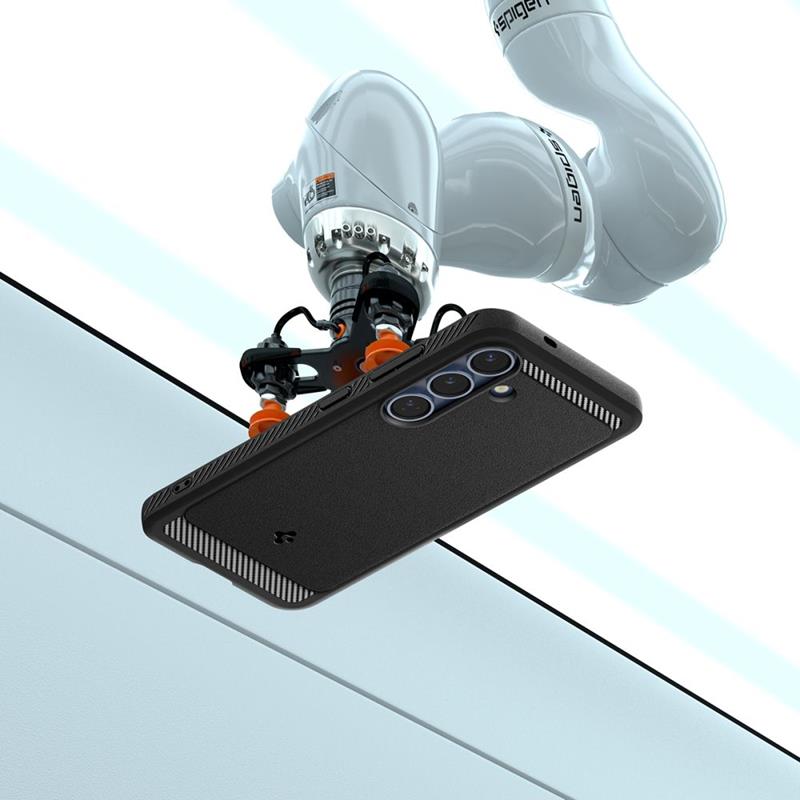 Spigen Rugged Armor Mag MagSafe – „Samsung Galaxy S25“ dėklas (matinė juoda)