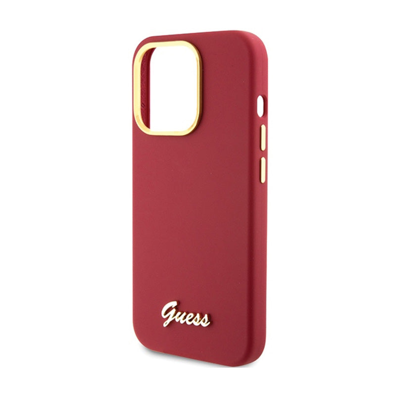 Guess Silicone Script Metal Logo & Frame – „iPhone 15 Pro“ d
ėklas (žalsvai raudonos spalvos)