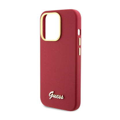 Guess Silicone Script Metal Logo & Frame – „iPhone 15 Pro“ d
ėklas (žalsvai raudonos spalvos)