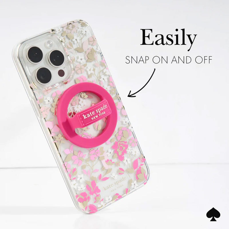 Kate Spade New York magnetinis žiedinis laikiklis – MagSafe pirštų laikiklis (Pom Pom Pink)