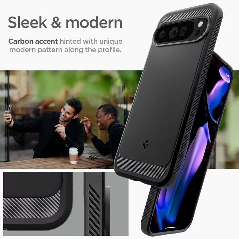 Spigen Rugged Armor – dėklas Google Pixel 9 Pro XL (matinė juoda)
