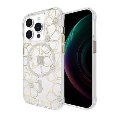 Case-Mate Floral Gems MagSafe – „iPhone 15 Pro“ dėklas (auksinis)