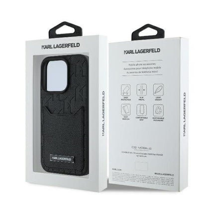 Karl Lagerfeld Cardslots Monogram – dėklas, skirtas „iPhone 16 Pro Max“ (juodas)