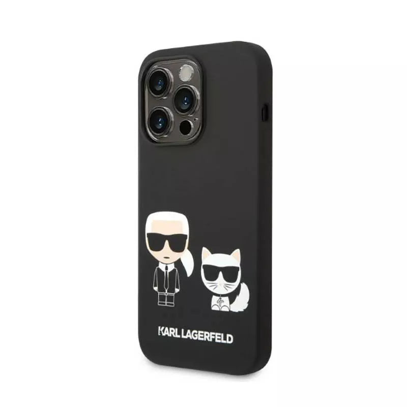 Karl Lagerfeld Liquid Silicone Karl & Choupette MagSafe – dėklas skirtas iPhone 14 Pro (juodas)