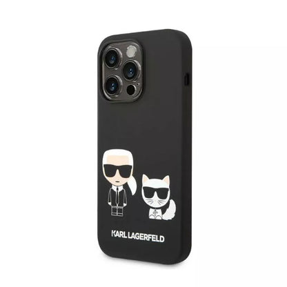 Karl Lagerfeld Liquid Silicone Karl & Choupette MagSafe – dėklas skirtas iPhone 14 Pro (juodas)