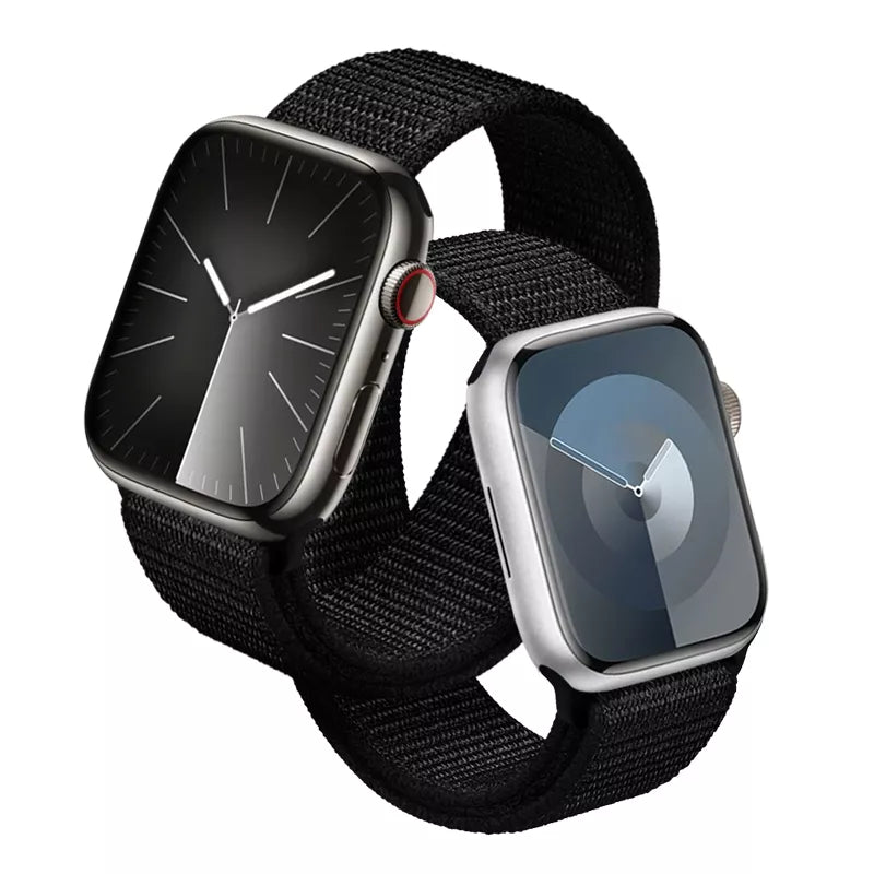 Crong Nylon Reflex – Sportinis dirželis, skirtas Apple Watch 38/40/41/42 mm (juodas)