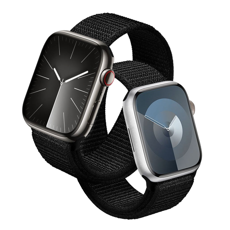 Crong Nylon Reflex – Sportinis dirželis, skirtas Apple Watch 38/40/41/42 mm (juodas)