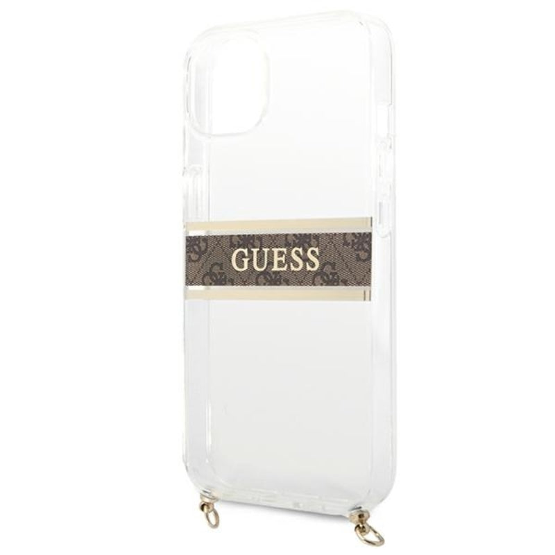 Guess 4G Gold Stripe krepšys per petį – dėklas, skirtas iPhone 13 mini