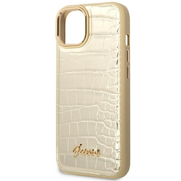 "Guess Croco Collection" - dėklas iPhone 14 Plus (auksinis)