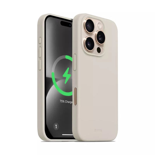 Crong Color Cover Magnetic - Dėklas, skirtas „iPhone 16 Pro“, suderinamas su „MagSafe“ (akmens smėlio)