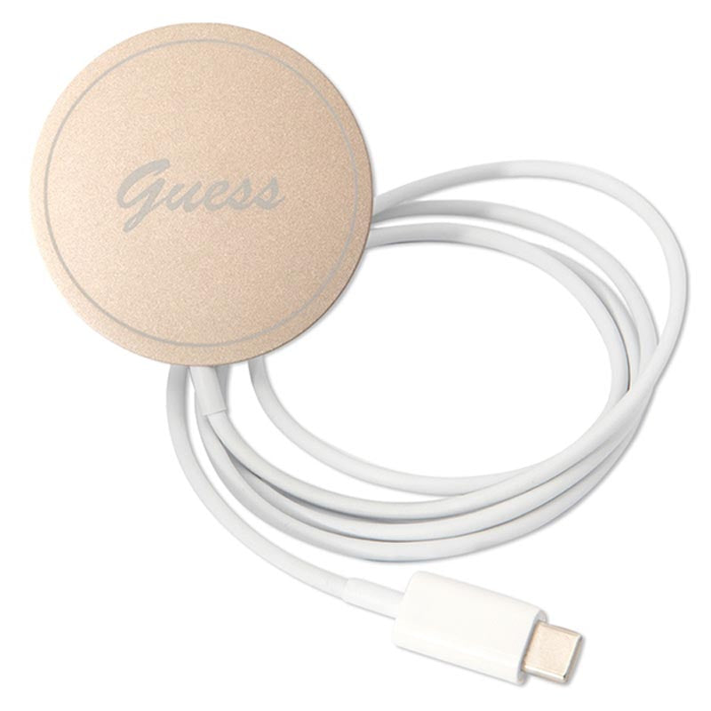 Guess Bundle Pack MagSafe 4G - dėklų rinkinys, skirtas iPhone 11 + MagSafe įkroviklis (ruda/auksinė)