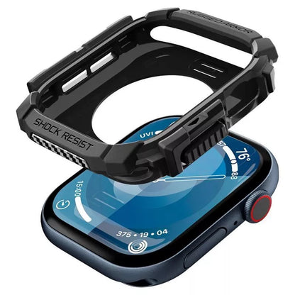 Spigen Rugged Armor – dėklas, skirtas „Apple Watch 10 42 mm“ (matinė juoda)