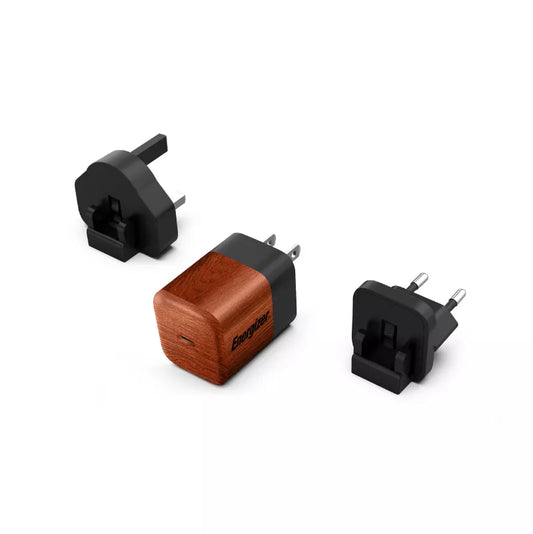 Energizer Ultimate – Daugiašakotis EU / UK / US GaN 20W PD tinklo įkroviklis (Graikinis riešutas)