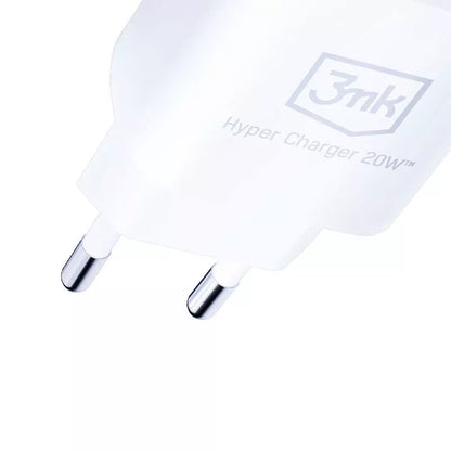 3mk Hyper Charger – USB-A QC 3.0 + USB-C PD 20W sieninis įkroviklis (baltas)