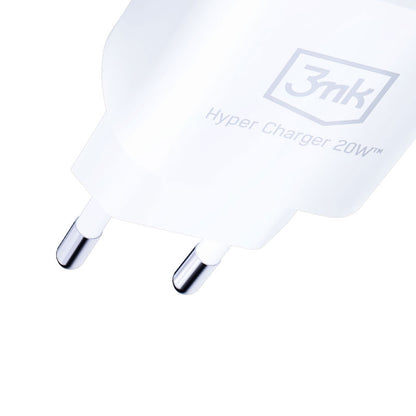 3mk Hyper Charger – USB-A QC 3.0 + USB-C PD 20W sieninis įkroviklis (baltas)