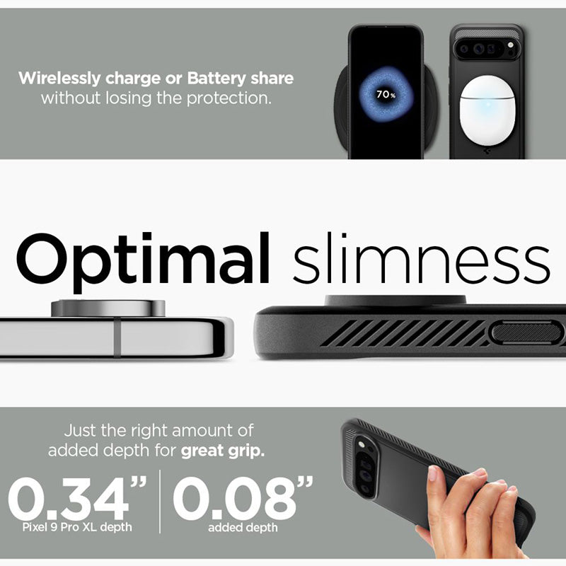 Spigen Rugged Armor – dėklas Google Pixel 9 Pro XL (matinė juoda)