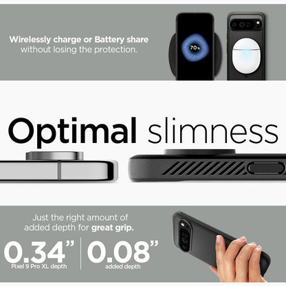Spigen Rugged Armor – dėklas Google Pixel 9 Pro XL (matinė juoda)